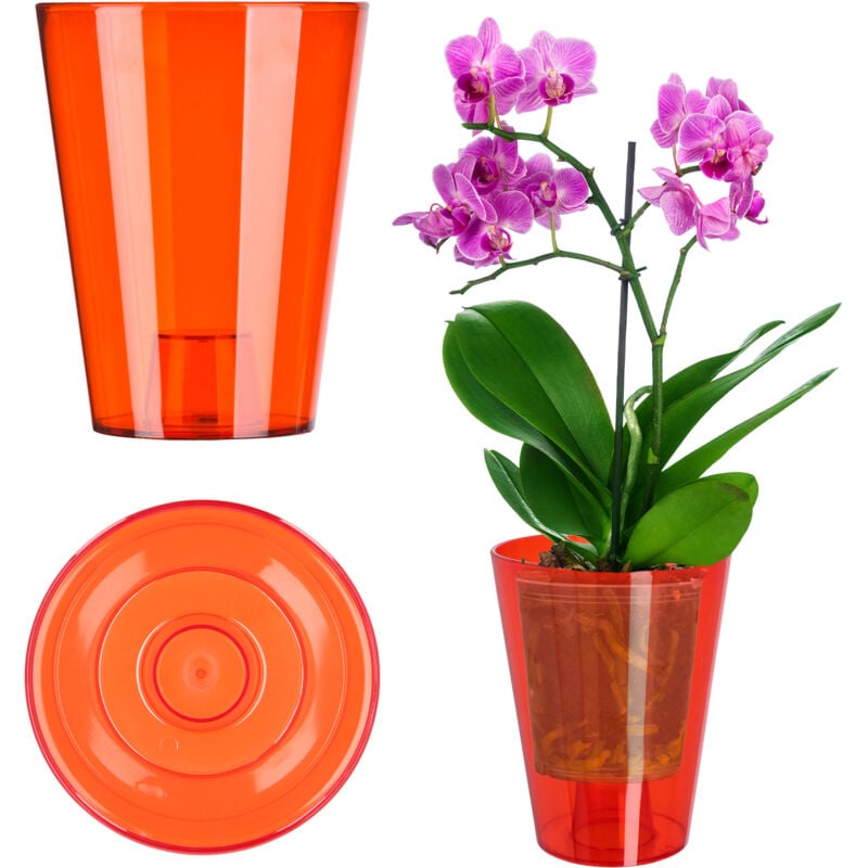 foto del prodotto fioriera per orchidee in plastica con supporto per fiori 12 cm rosso kadax
