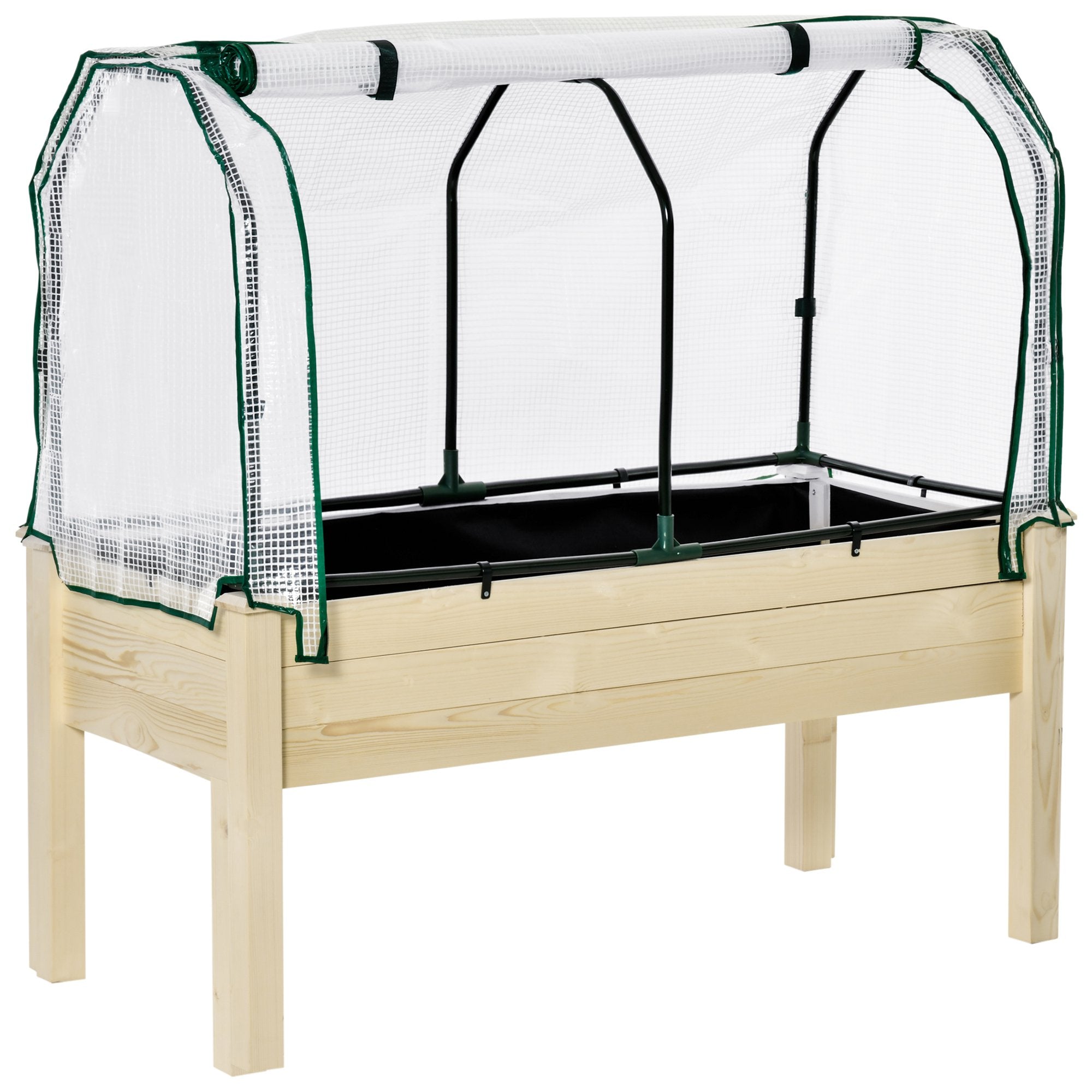 foto del prodotto fioriera per orto con serra 121x55x117 cm in legno e acciaio