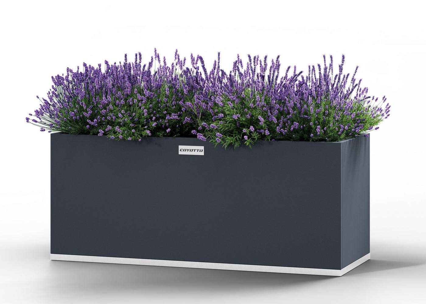 foto del prodotto fioriera rettangolare in acciaio 120cm x 40cm x 75cm serie coyotto balcone giardino patio