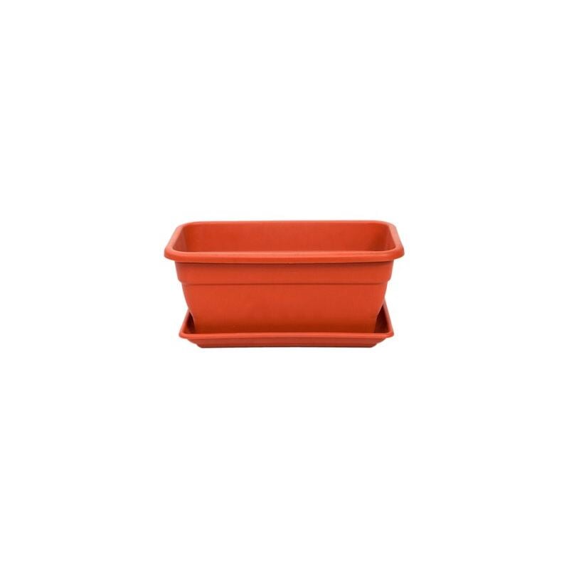 foto del prodotto fioriera rettangolare in plastica color terracotta eva 40 cm