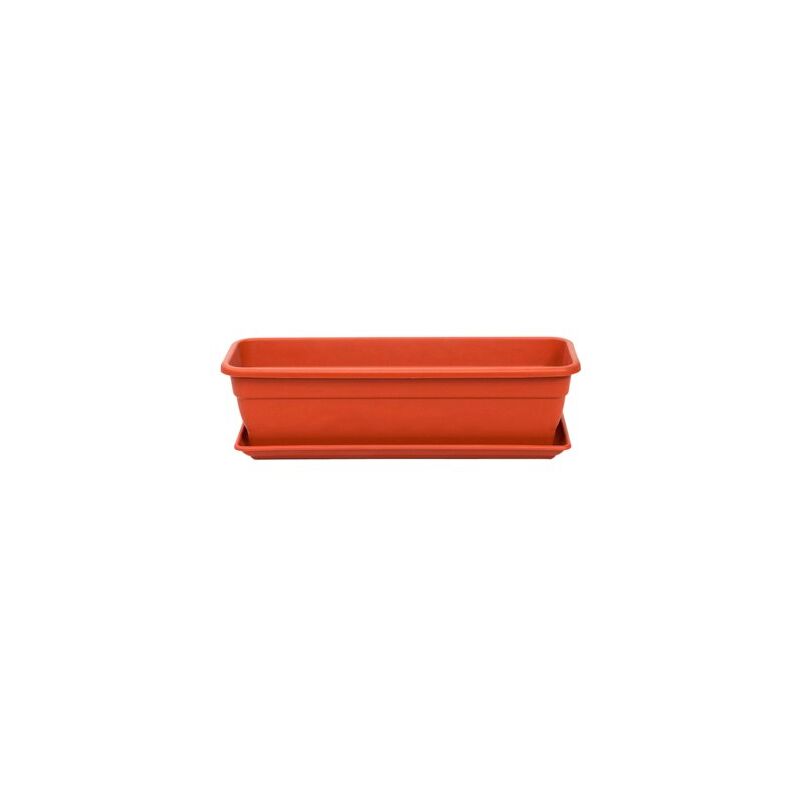 foto del prodotto fioriera rettangolare in plastica color terracotta eva 60 cm