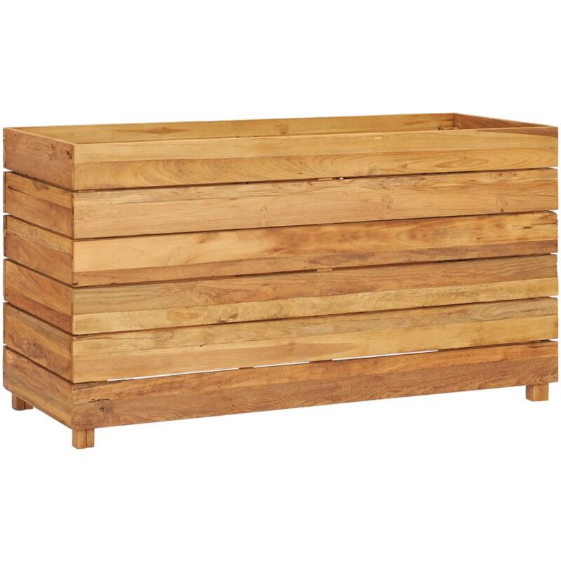 foto del prodotto fioriera rialzata 100 x 40 x 55 cm in legno di teak riciclato e acciaio