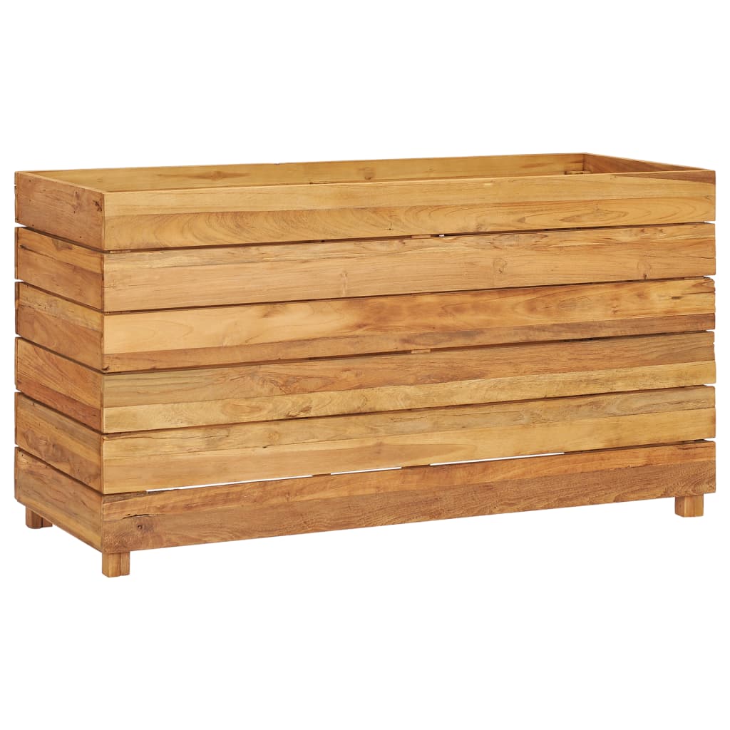 foto del prodotto fioriera rialzata 100 x 40 x 55 cm legno di teak riciclato e acciaio 02 0000896