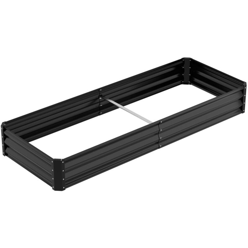 foto del prodotto fioriera rialzata 240x90x30 cm vaso da giardino in metallo zincato con base aperta per la coltivazione di ortaggi, fiori, erbe e piante grasse in