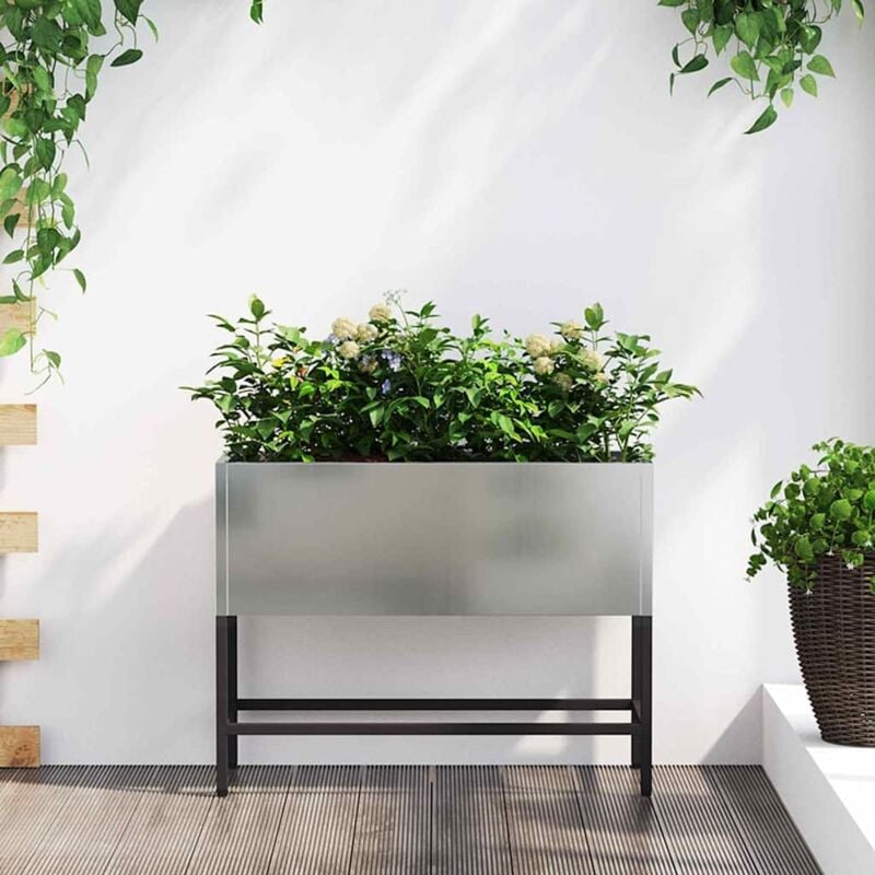 foto del prodotto fioriera rialzata 60 x 26 x 45 cm in acciaio galvanizzato vidaxl