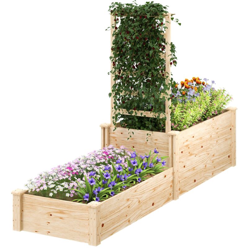 foto del prodotto fioriera rialzata con grigliato per rampicanti e divisorio 222x63x132 cm in legno di abete