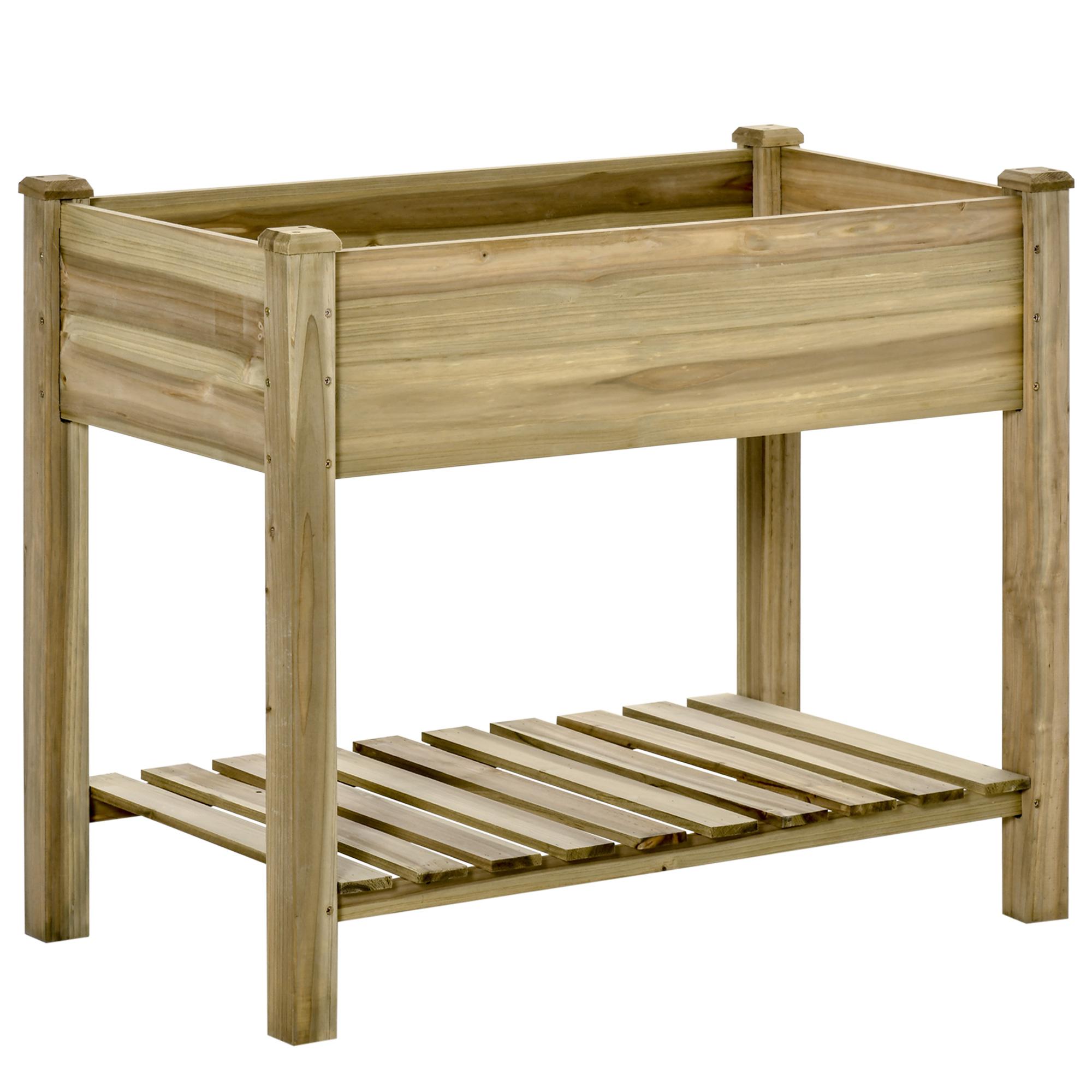foto del prodotto fioriera rialzata con ripiano inferiore 91x51x76 cm per giardino e balcone in legno