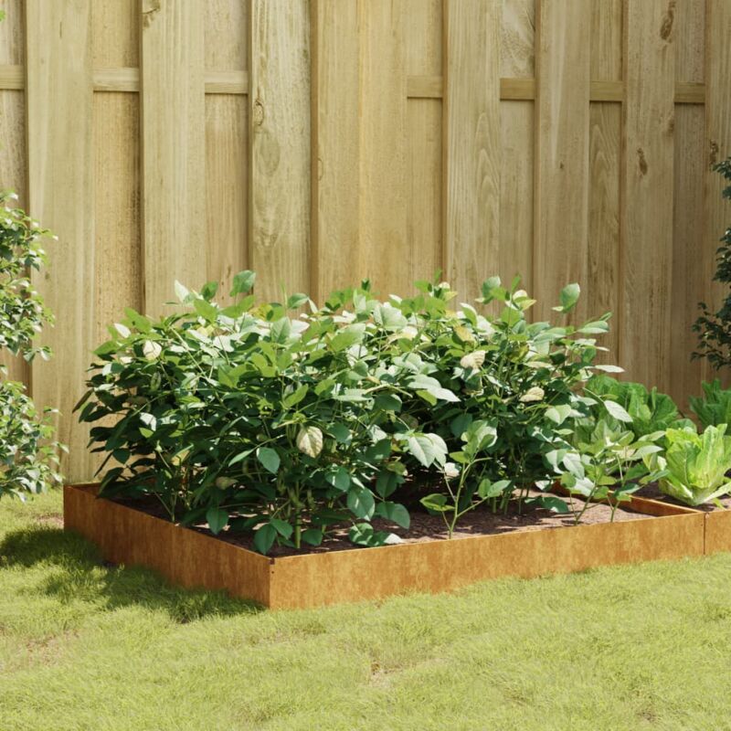 foto del prodotto fioriera rialzata da giardino 100x100x26 cm in acciaio corten vidaxl