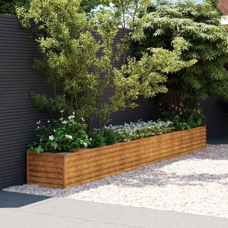 foto del prodotto fioriera rialzata da giardino 386x50x36 cm in acciaio corten - vidaxl
