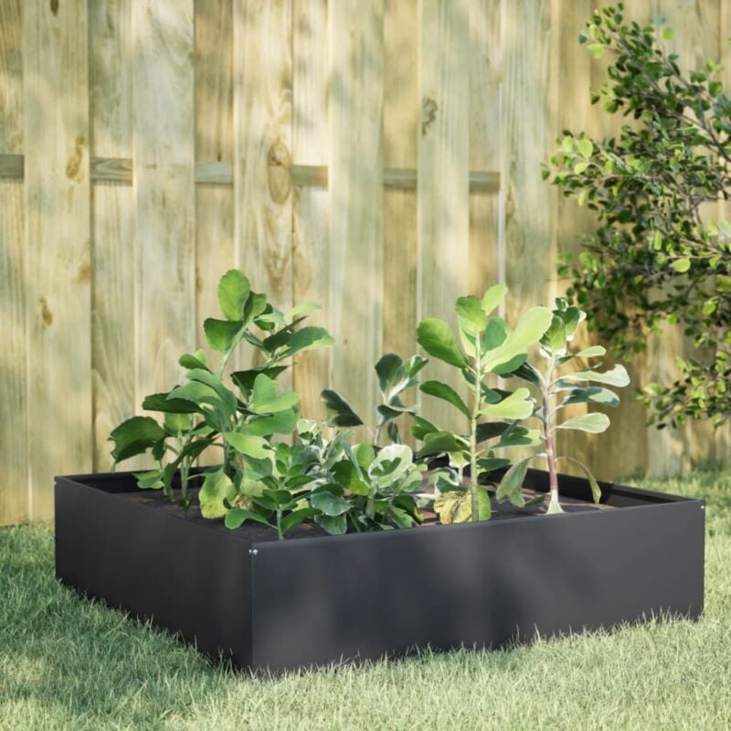 foto del prodotto fioriera rialzata da giardino antracite 100x100x25 cm acciaio vidaxl