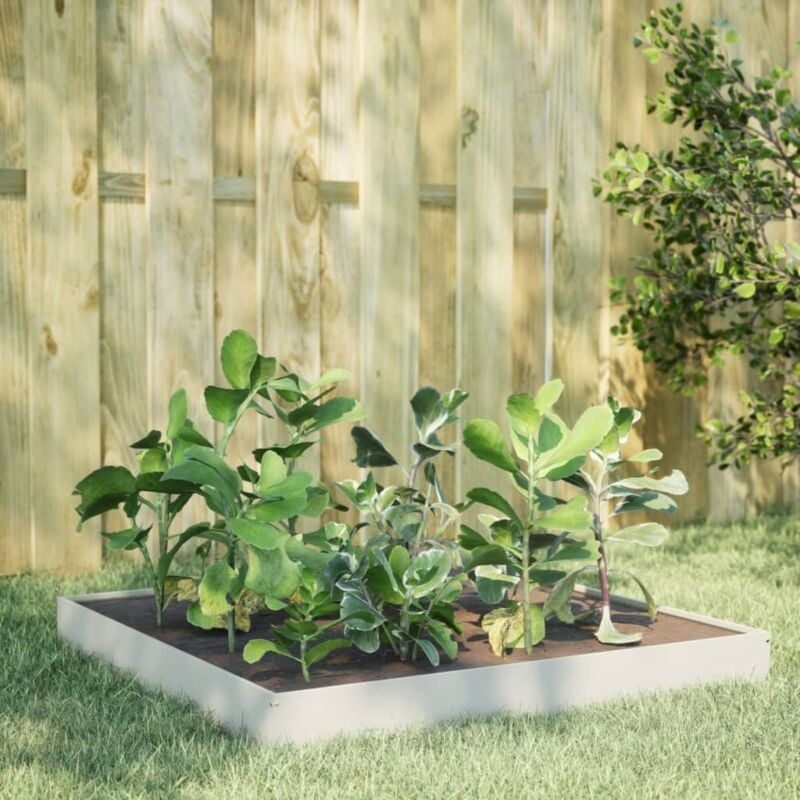 foto del prodotto fioriera rialzata da giardino bianca 100x100x18,5 cm in acciaio - vidaxl