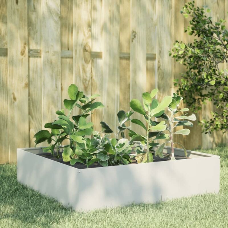 foto del prodotto fioriera rialzata da giardino bianca 100x100x25 cm in acciaio vidaxl