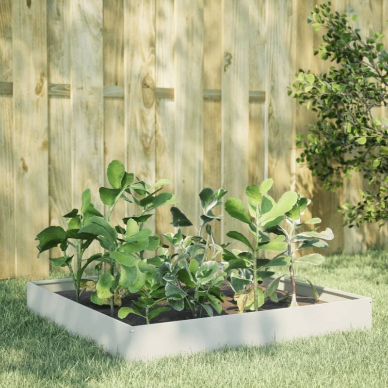 foto del prodotto fioriera rialzata da giardino bianca 100x100x26 cm in acciaio vidaxl
