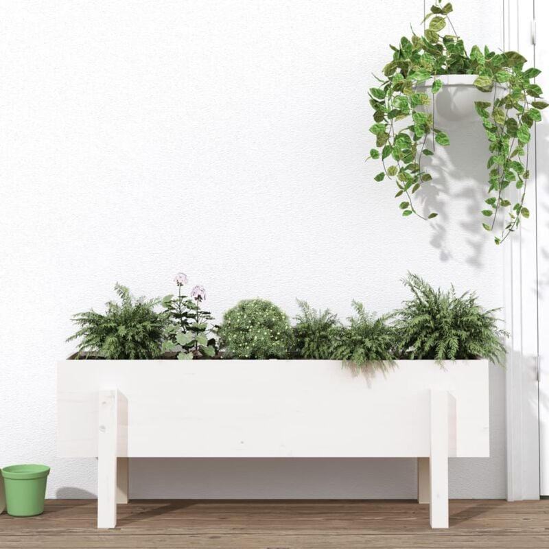 foto del prodotto fioriera rialzata da giardino bianca 101x30x38 cm massello pino vidaxl