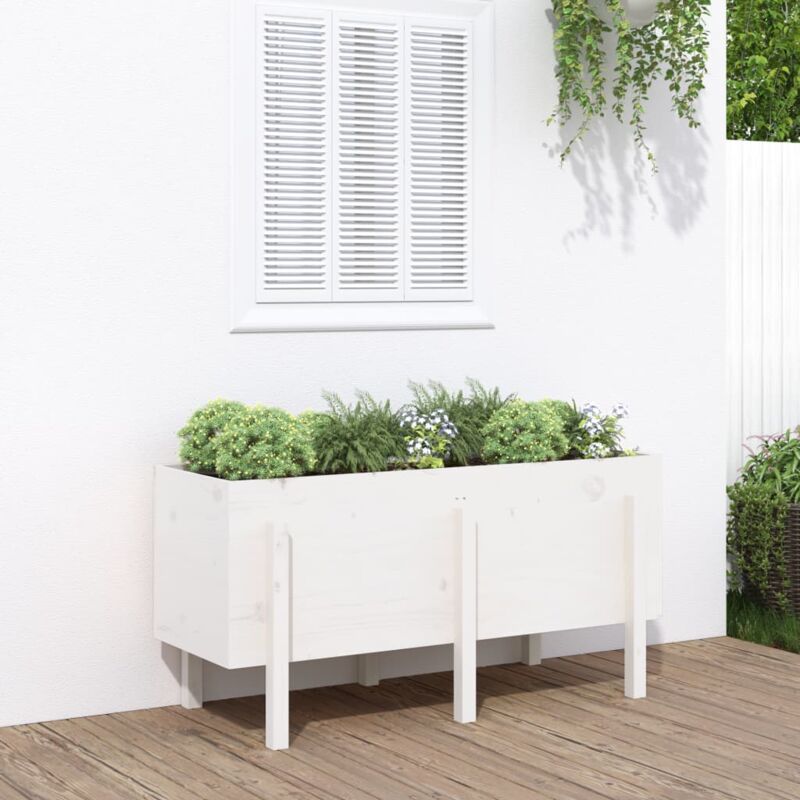 foto del prodotto fioriera rialzata da giardino bianca 121x50x57 cm massello pino vidaxl