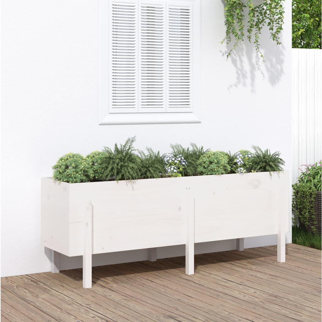 foto del prodotto fioriera rialzata da giardino bianca 160x50x57 cm massello pino vidaxl