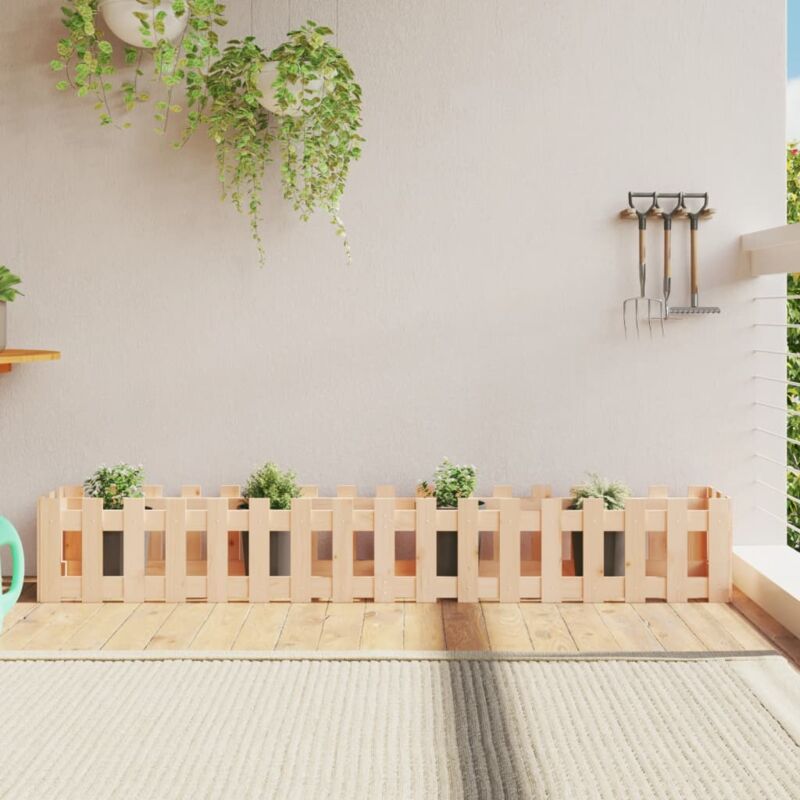 foto del prodotto fioriera rialzata giardino a recinzione 200x30x30cm legno pino vidaxl
