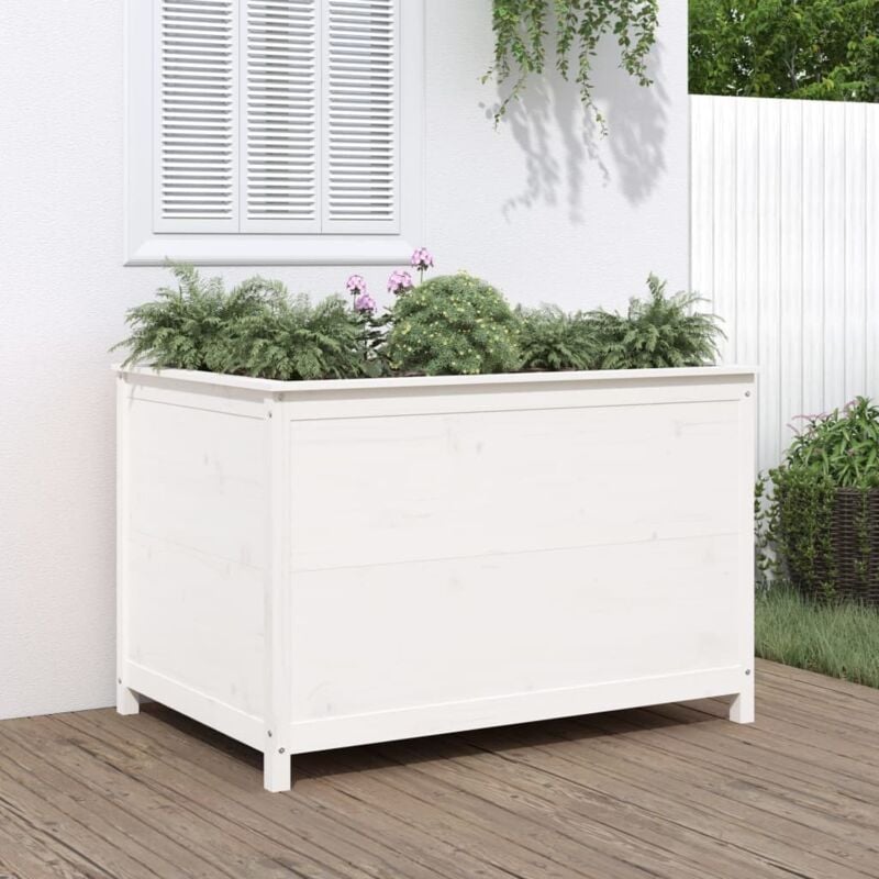foto del prodotto fioriera rialzata giardino bianca 119,5x82,5x78cm massello pino
