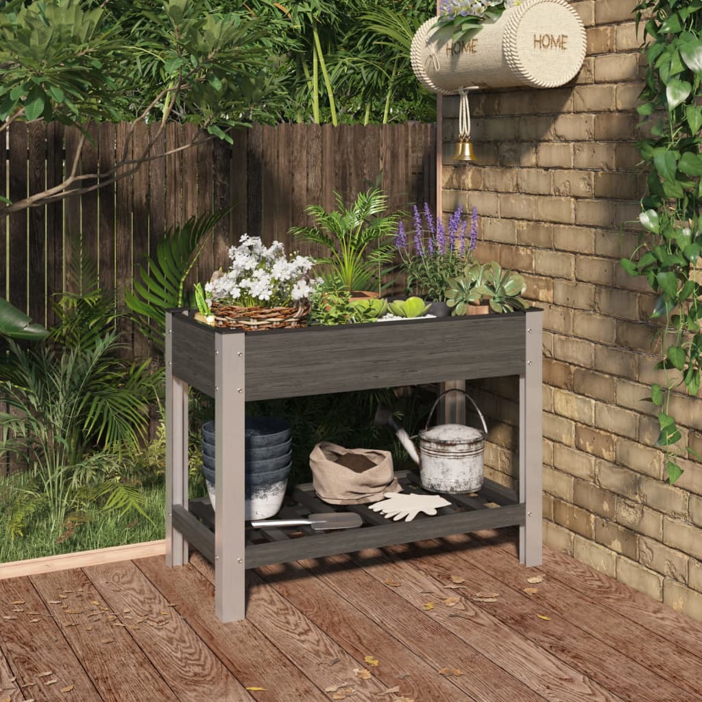 foto del prodotto fioriera rialzata giardino con ripiano grigia 100x50x75 cm wpccod mxl 102820