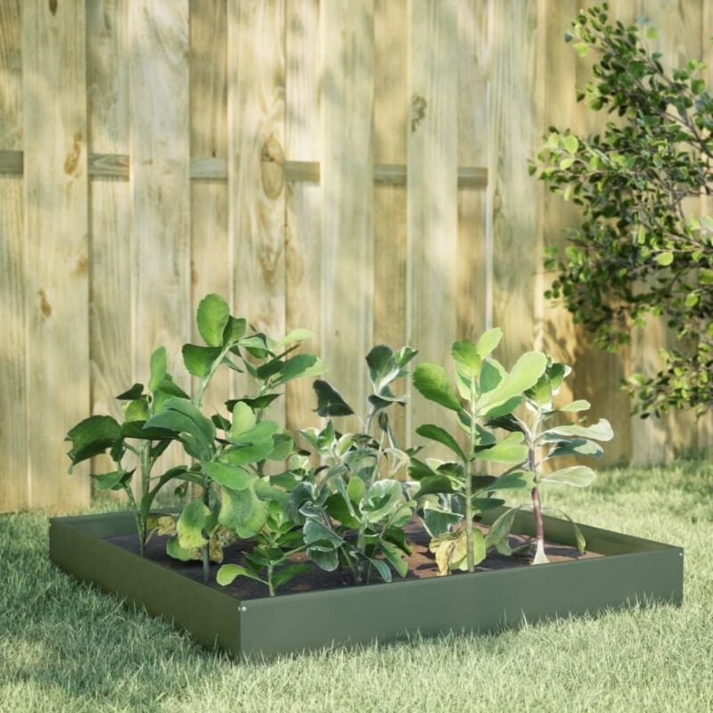 foto del prodotto fioriera rialzata giardino verde oliva 100x100x26 cm acciaio vidaxl