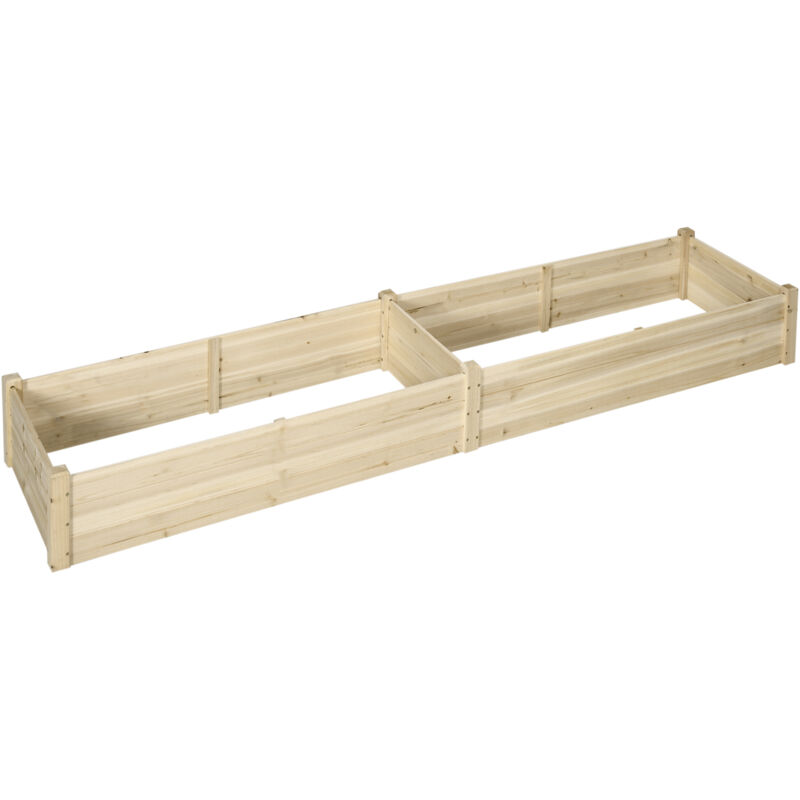 foto del prodotto fioriera rialzata in legno di abete con 2 sezioni e fondo aperto outsunny