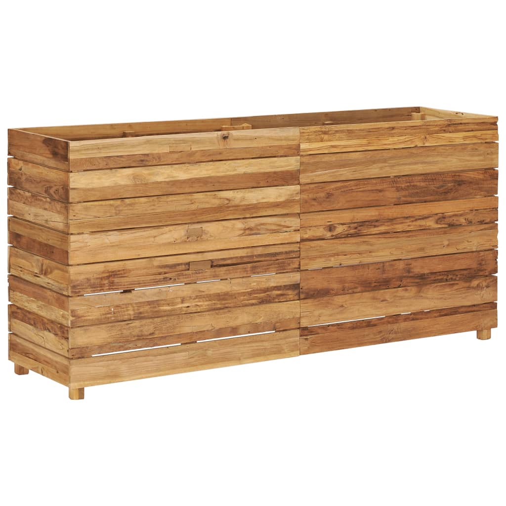 foto del prodotto fioriera rialzata piante fiori giardino 150 x 40 x 72 cm legno di teak riciclato e acciaio 02 0000914