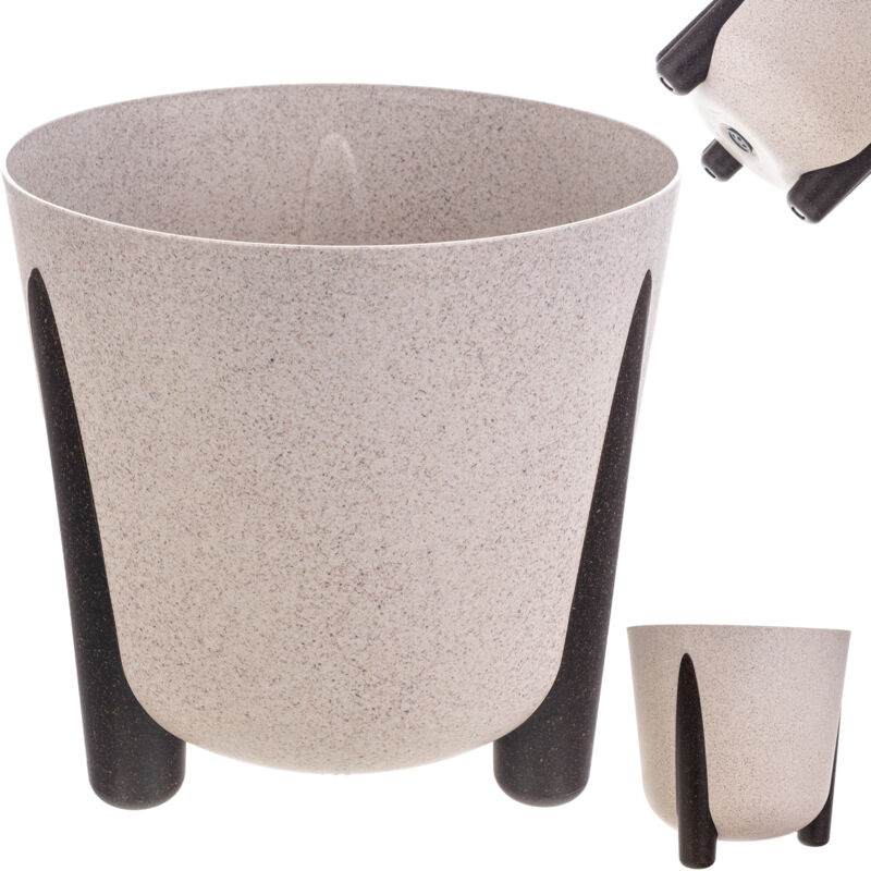 foto del prodotto fioriera rotonda in plastica con inserto interno fioriera decorativa per interni ed esterni bianco, 26 cm , k9910 kadax