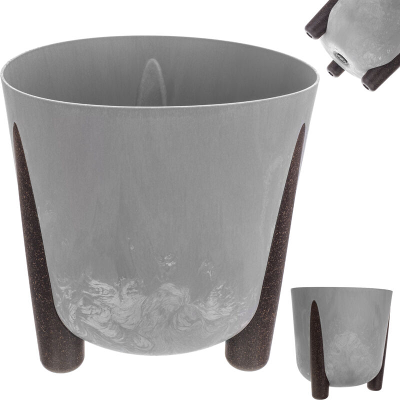 foto del prodotto fioriera rotonda in plastica con inserto interno fioriera decorativa per interni ed esterni grigio, 26 cm kadax