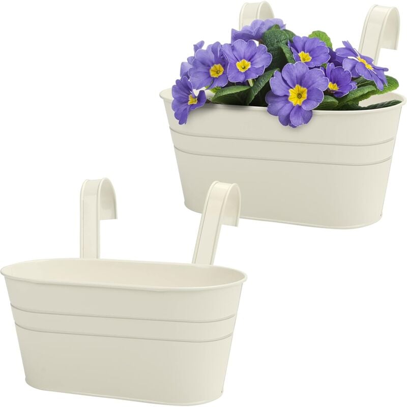 foto del prodotto fioriera sospesa in metallo beige set da 2 27 x 12 cm fioriera sospesa con ganci rimovibili fioriera sospesa per interni, giardino, balcone e