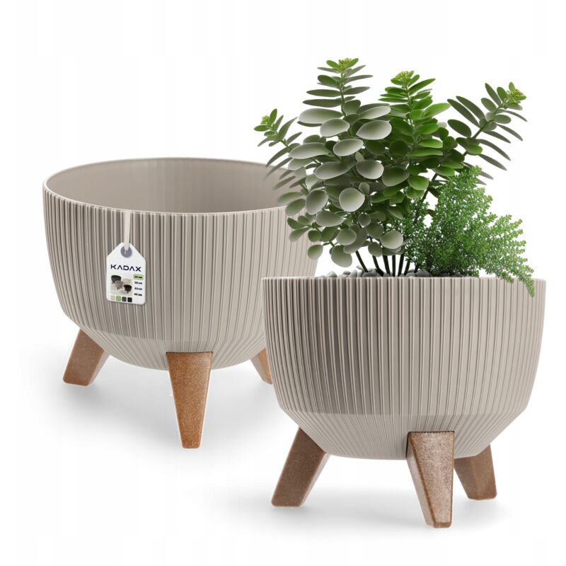 foto del prodotto fioriera su piedini inserto supporto per fiori ciotola rotonda da 24 cm beige kadax