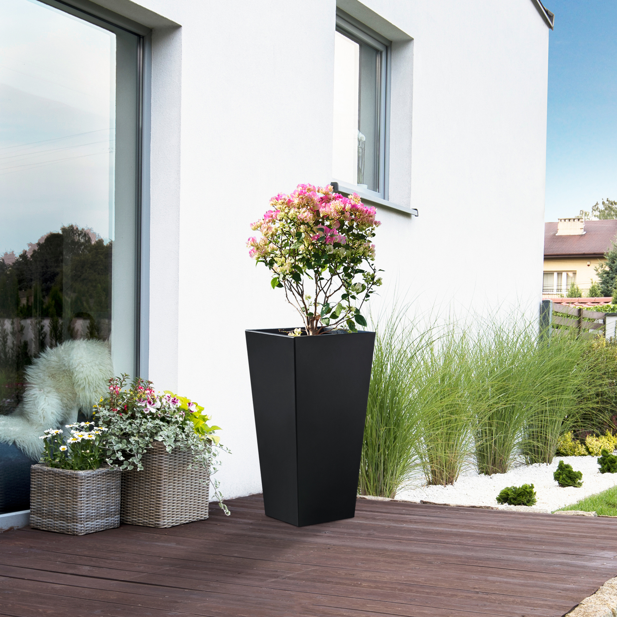 foto del prodotto fioriera vaargel in acciaio portafiori 76x39x39 cm nero casa.pro