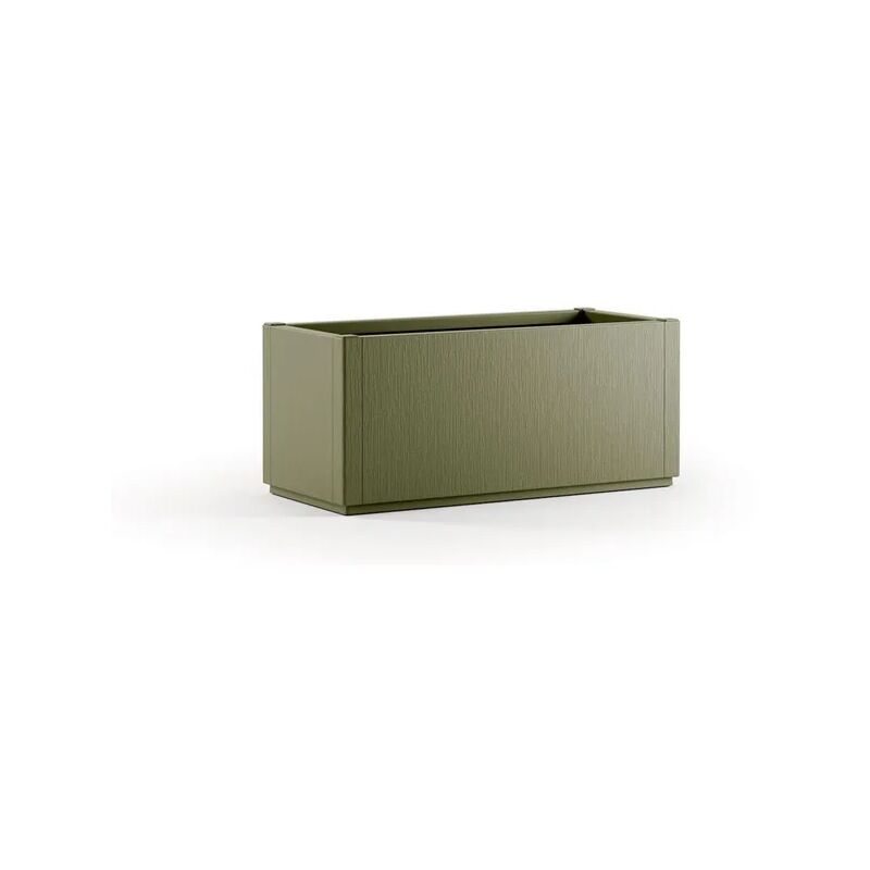 foto del prodotto fioriera vaso arredo casa giardino terrazzo rettangolare componibile modulare in plastica verde oliva h35x80x36 cm