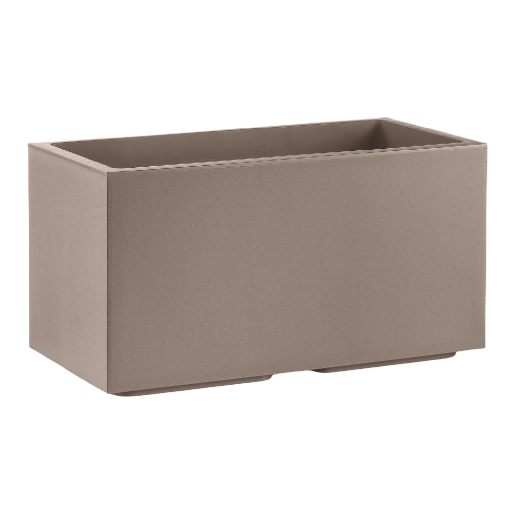 foto del prodotto fioriera vaso rettangolare matheria in plastica con ruote 100cm veca vari colori color avana