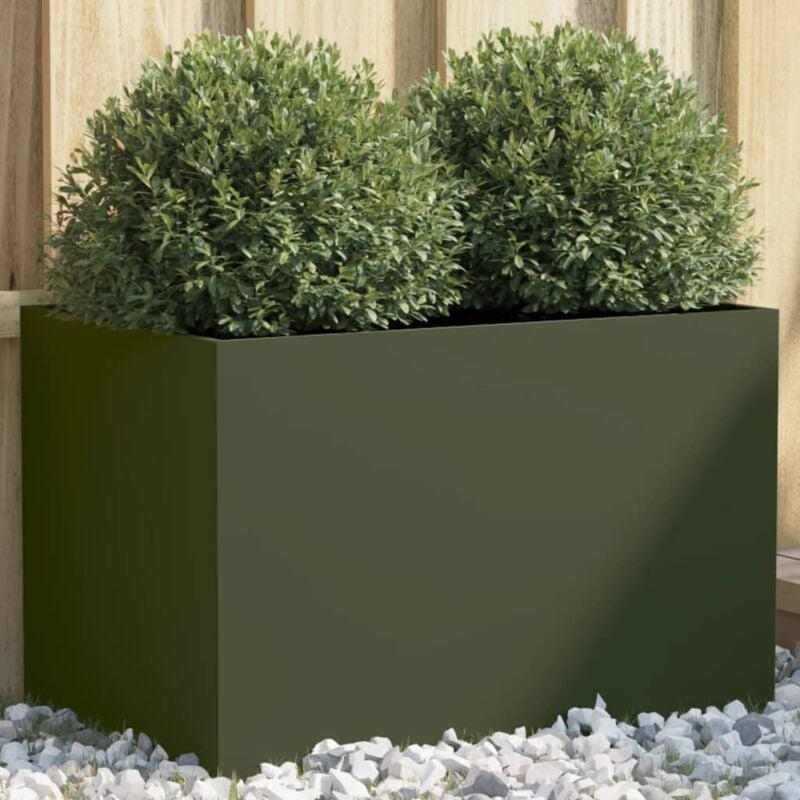 foto del prodotto fioriera verde oliva 62x30x29 cm in acciaio vidaxl