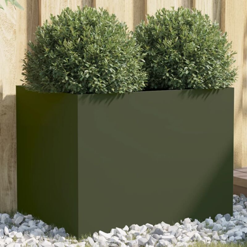 foto del prodotto fioriera verde oliva 62x47x46 cm in acciaio vidaxl
