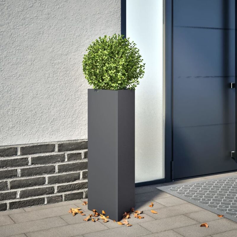 foto del prodotto fioriere 2 pz antracite triangolari 30x26x75 cm in acciaio vidaxl