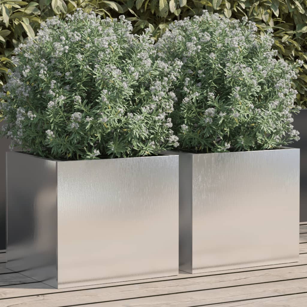 foto del prodotto fioriere 2 pz argento 32x30x29 cm in acciaio inoxcod mxl 88178