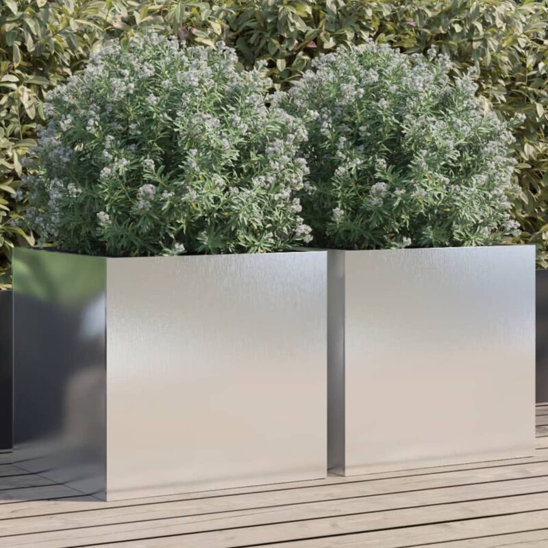 foto del prodotto fioriere 2 pz argento 49x47x46 cm in acciaio inox