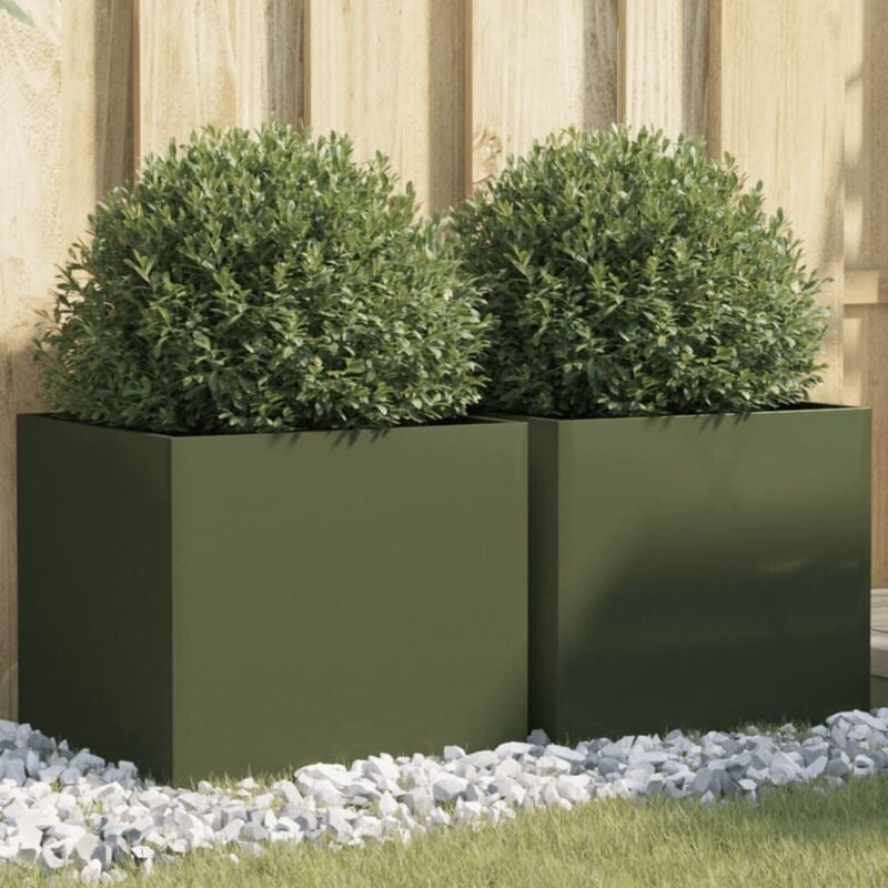 foto del prodotto fioriere 2 pz verde oliva 42x40x39 cm in acciaio vidaxl