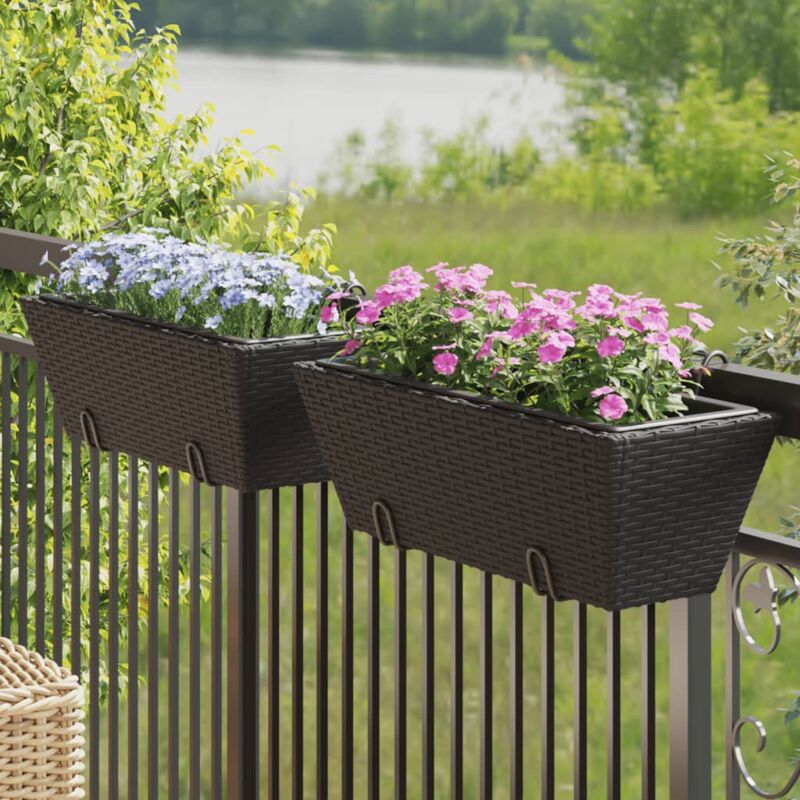 foto del prodotto fioriere con ganci 2 pz nere in polyrattan vidaxl