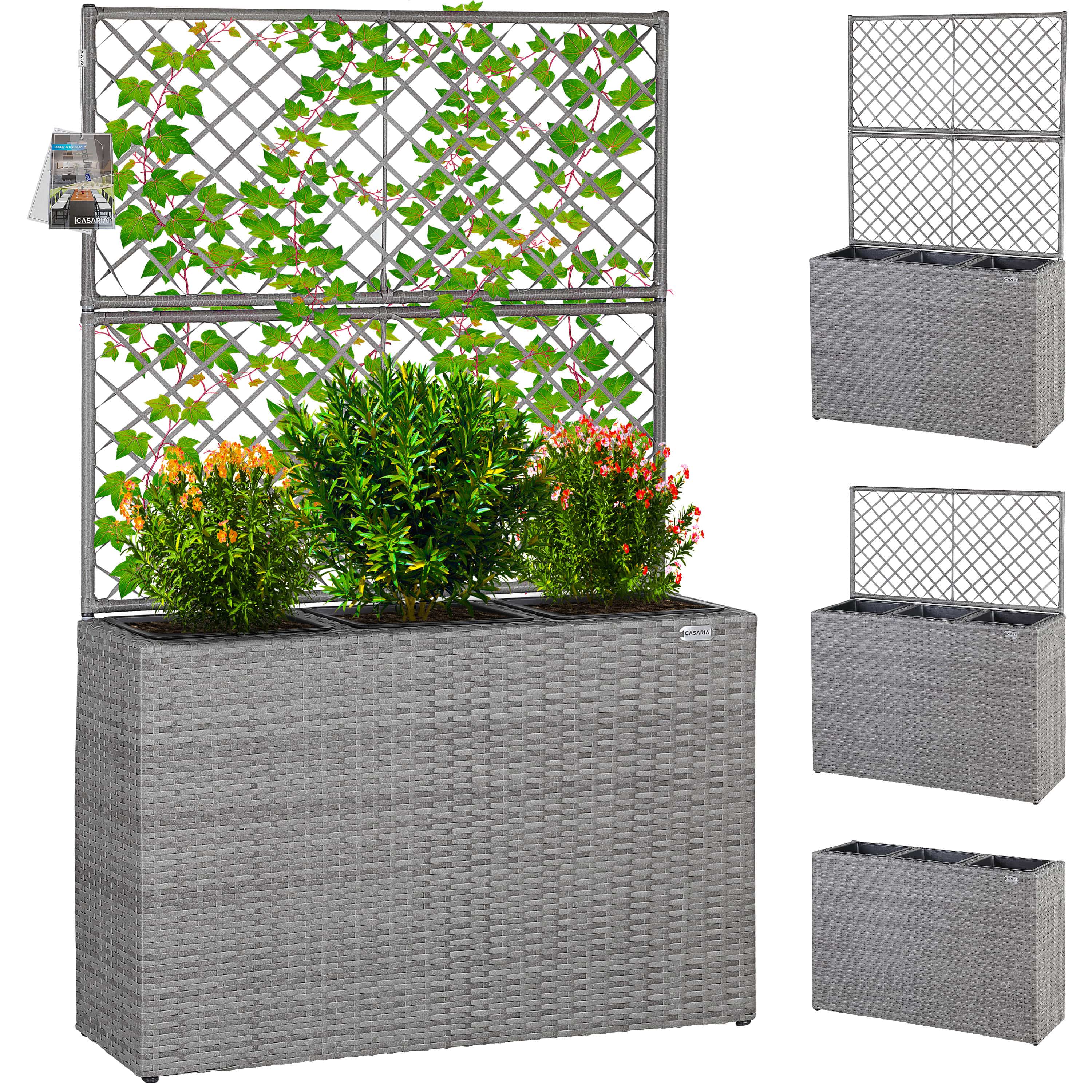foto del prodotto fioriere con traliccio polyrattan grigio