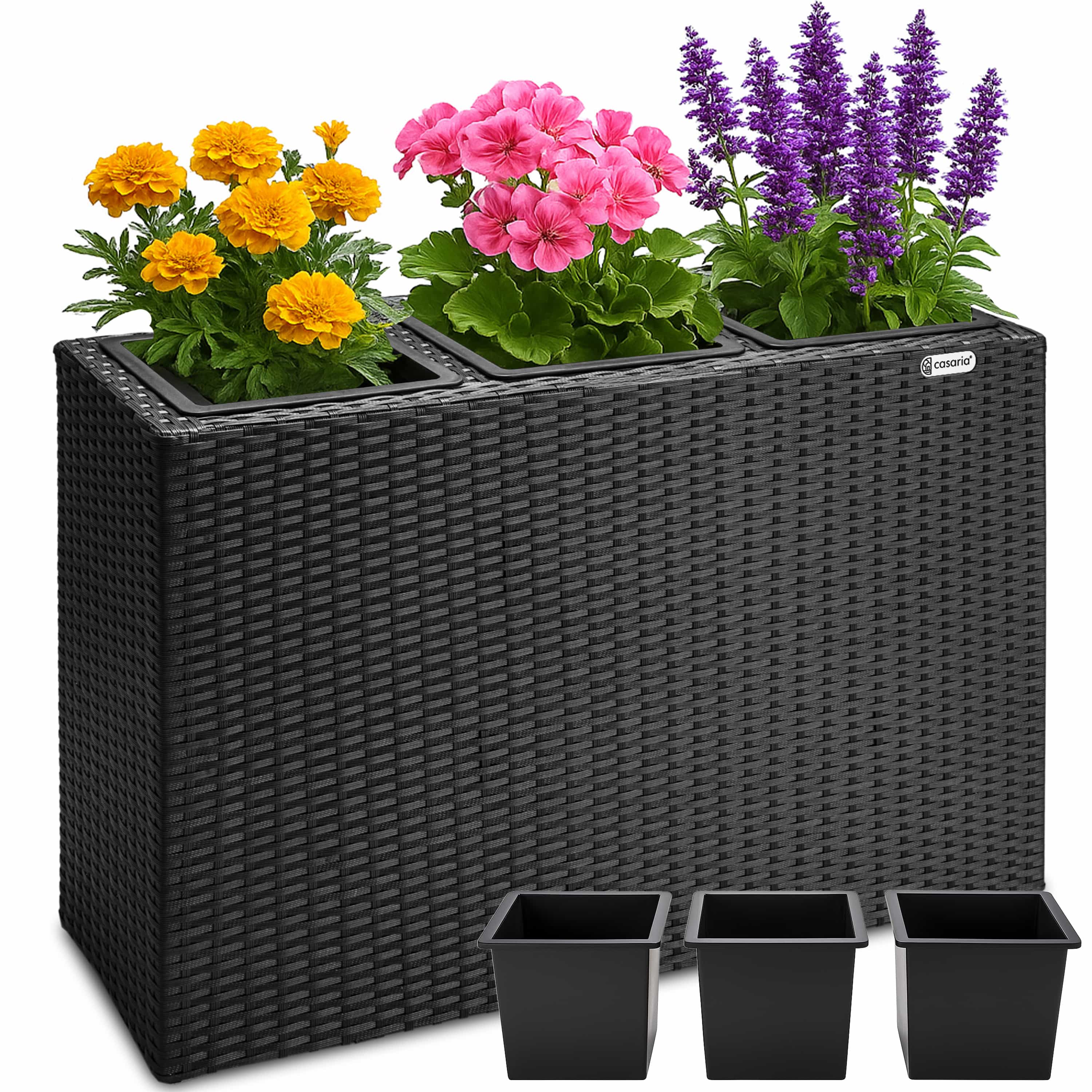 foto del prodotto fioriere da esterno polyrattan 83x30,5x60cm nero