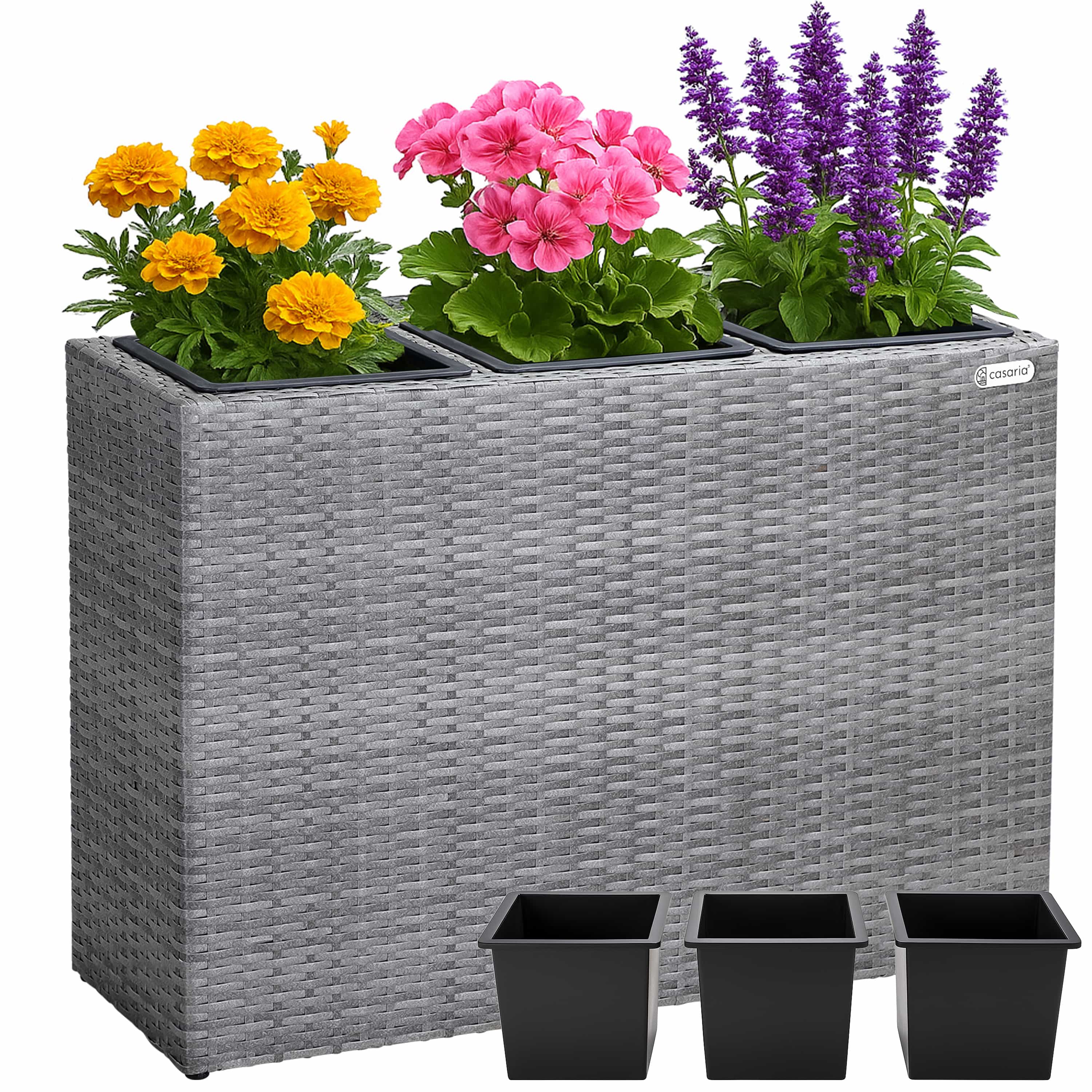foto del prodotto fioriere da esterno polyrattan grigia 83x30,5x60cm