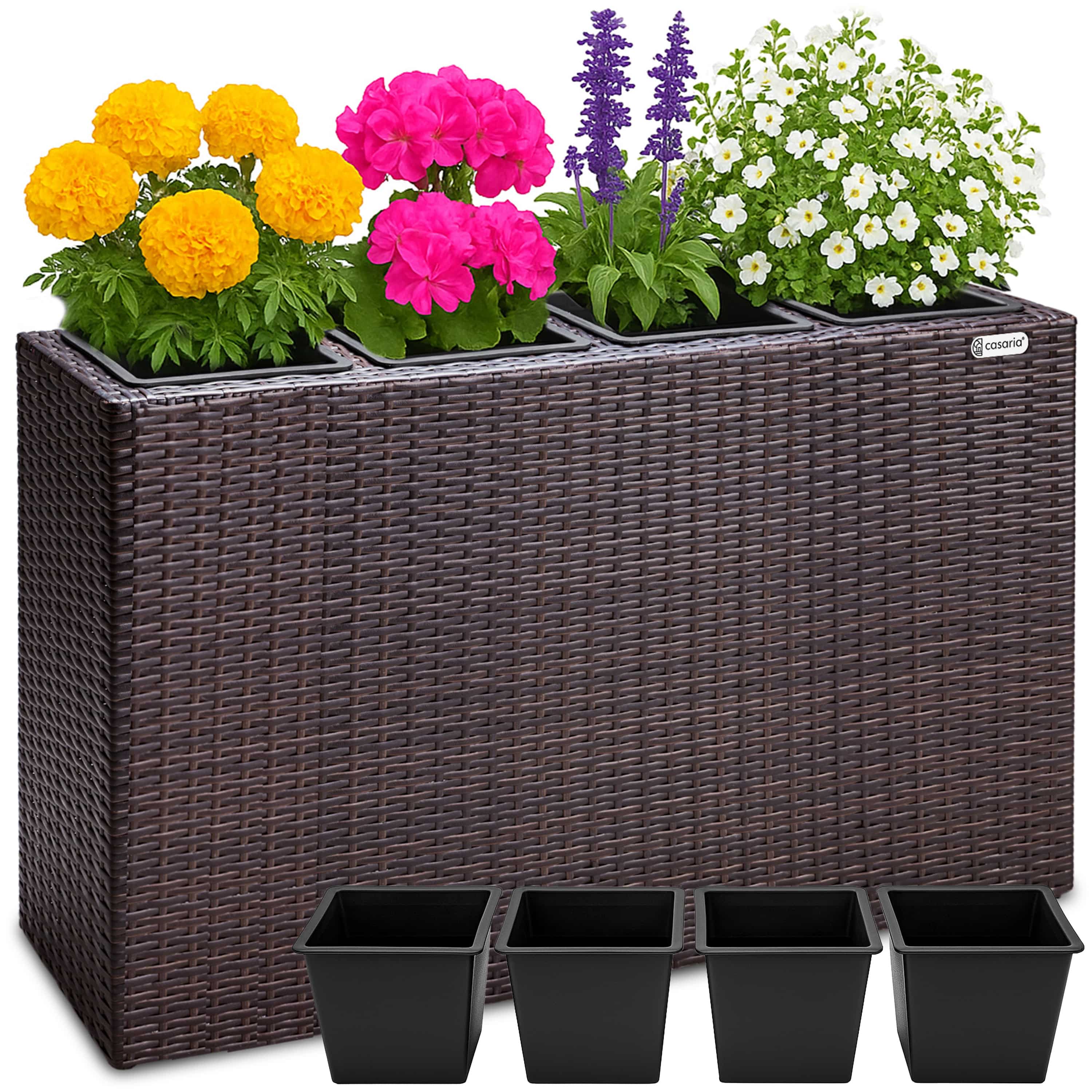 foto del prodotto fioriere da esterno polyrattan marrone 95x27x60cm