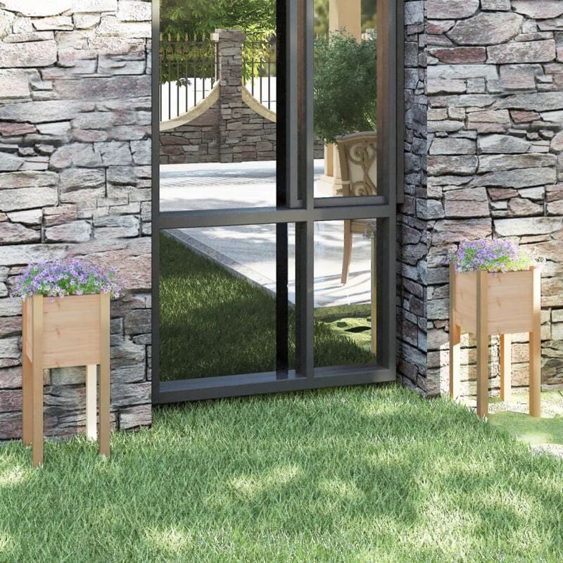 foto del prodotto fioriere da giardino 2 pz 31x31x70 cm in legno massello di pino vidaxl