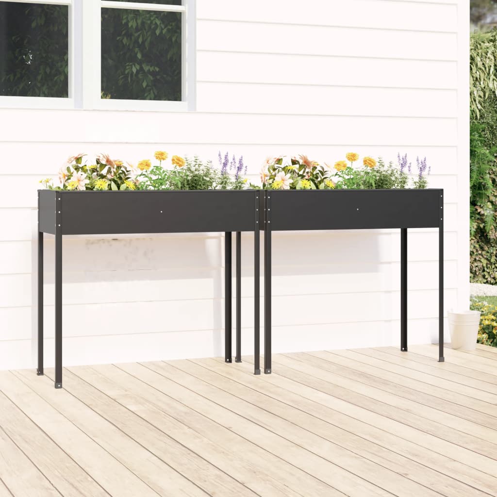 foto del prodotto fioriere da giardino 2 pz antracite acciaio zincato cod mxl 48461