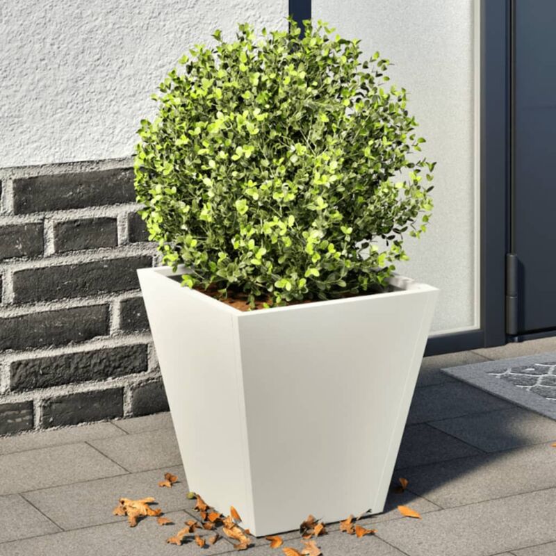 foto del prodotto fioriere da giardino 2 pz bianche 30x30x30 cm in acciaio vidaxl