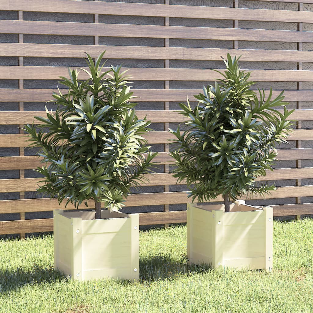 foto del prodotto fioriere da giardino 2 pz bianche 31x31x31 cm massello di pino cod mxl 67031