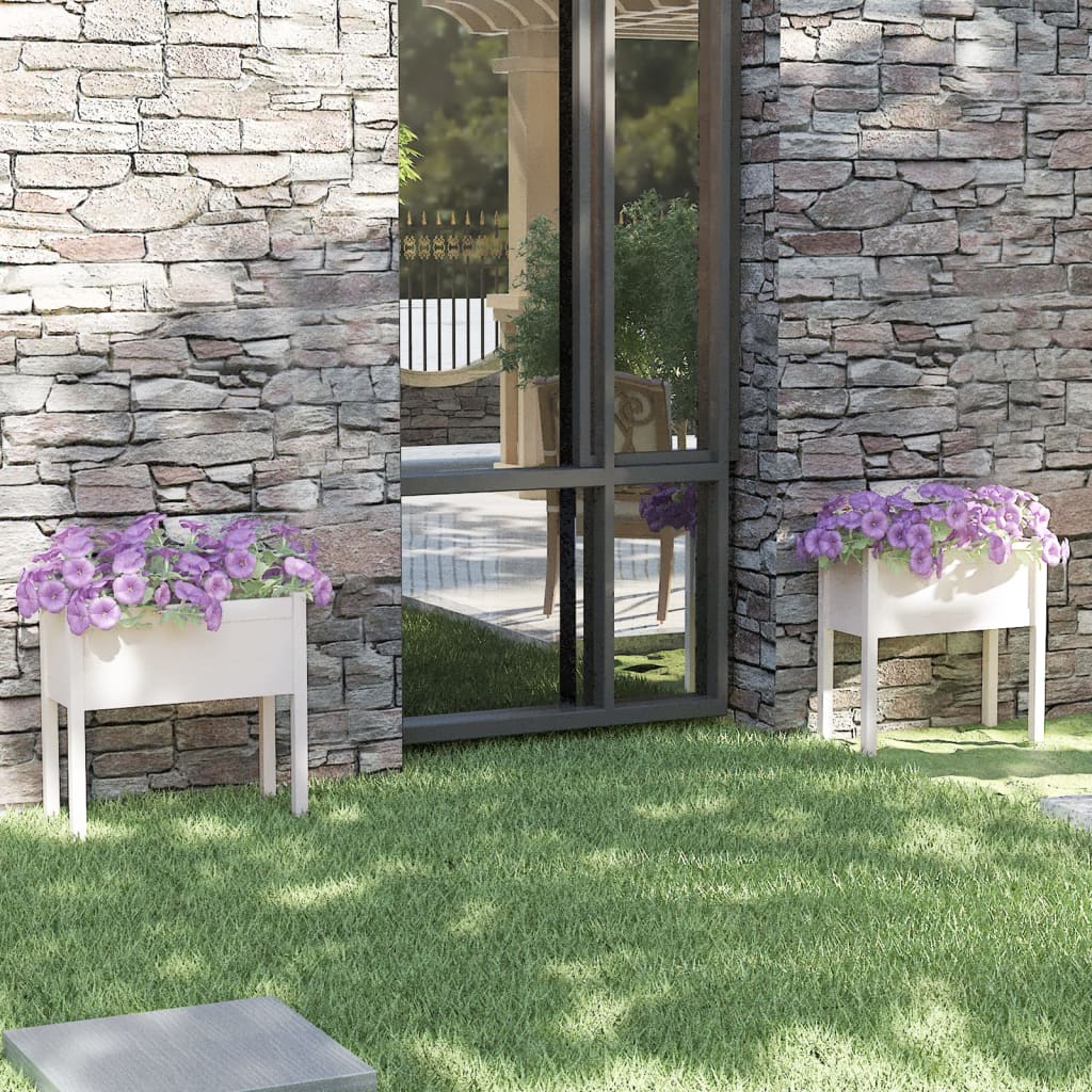 foto del prodotto fioriere da giardino 2 pz bianche 70x31x70 cm in legno di pino cod mxl 67330