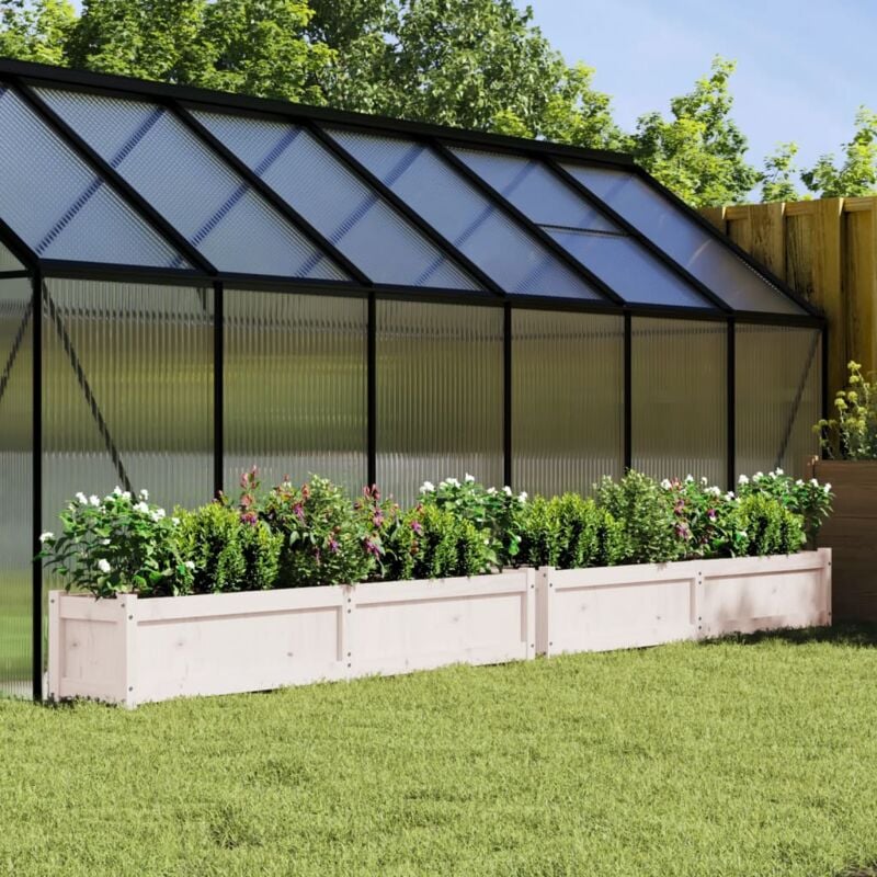 foto del prodotto fioriere da giardino 2 pz bianche in legno massello di pino vidaxl